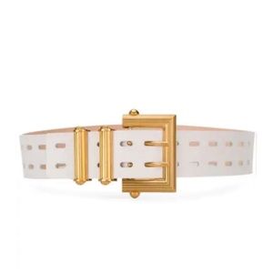 VERSACE Gold Square Buckle Leather Belt
